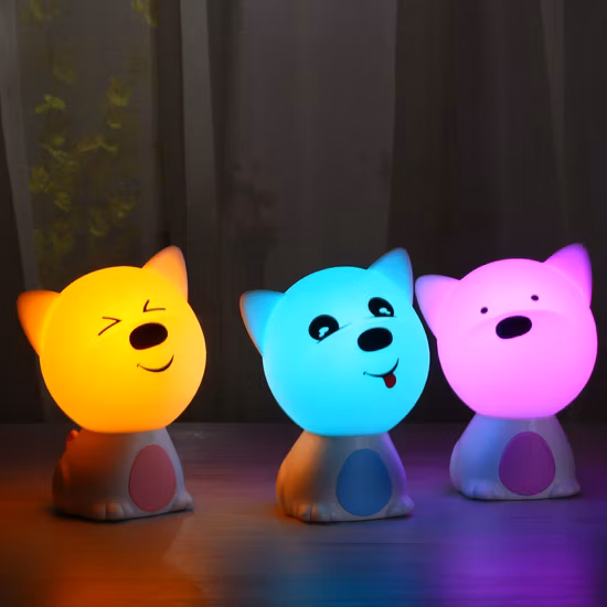 Touch Smart Silicone Cute Dog USB Luce notturna con batteria al litio ricaricabile